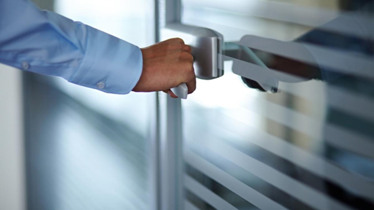 Hand opening office door