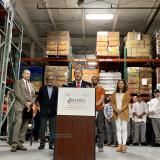 Congressman Morelle speaking at podium at Foodlink