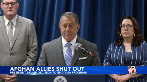 Rep. Morelle stands at a podium speaking at a press conference.