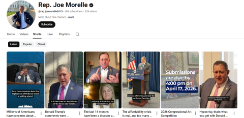 Screenshot of Rep. Morelle's YouTube page.