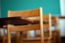 schoolroom desks and chairs