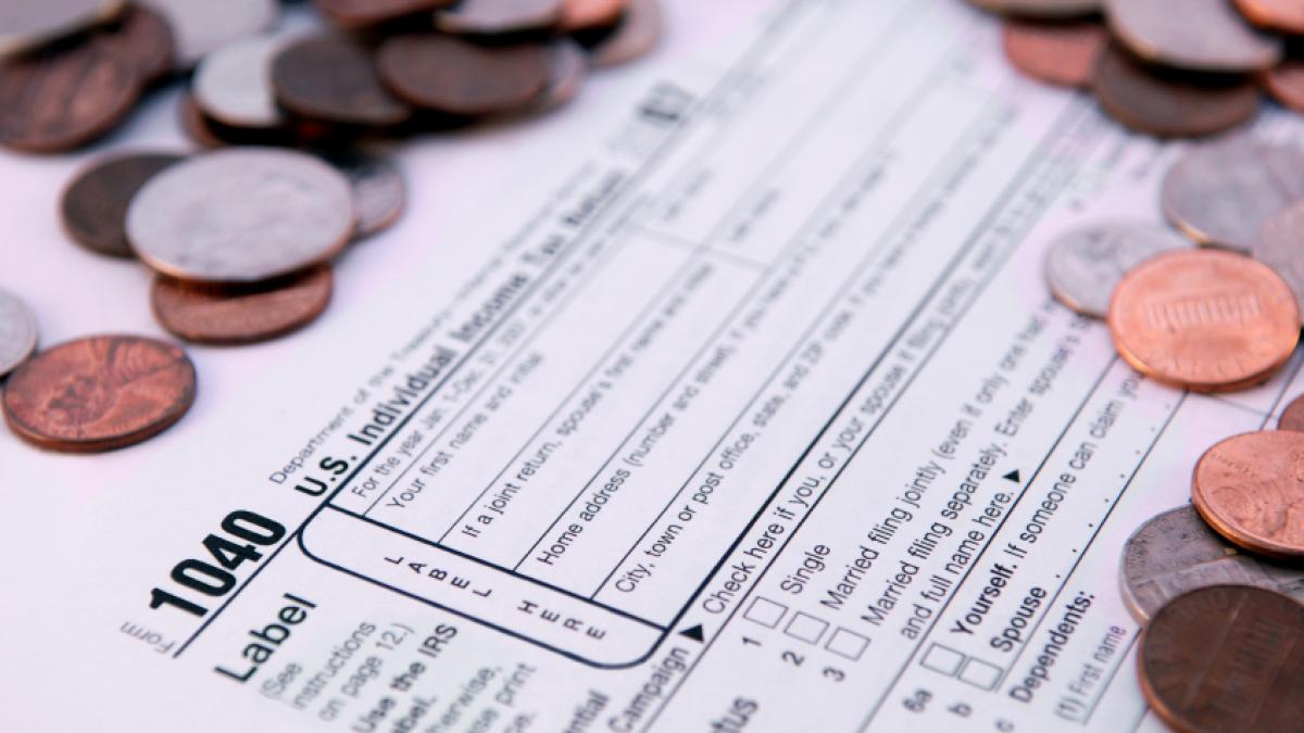 tax form and coins