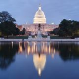 The Capitol building at night