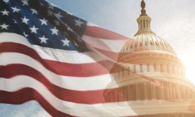 United States Flag Flown Over Capitol