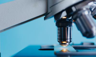 Close-up of a microscope