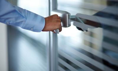 Hand opening office door